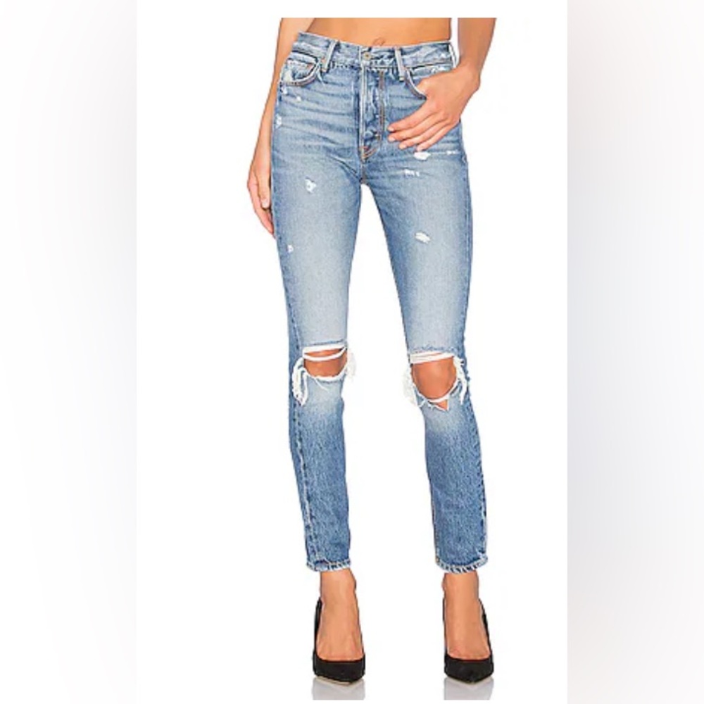 GRLFRND Blue Distressed Skinny Jeans